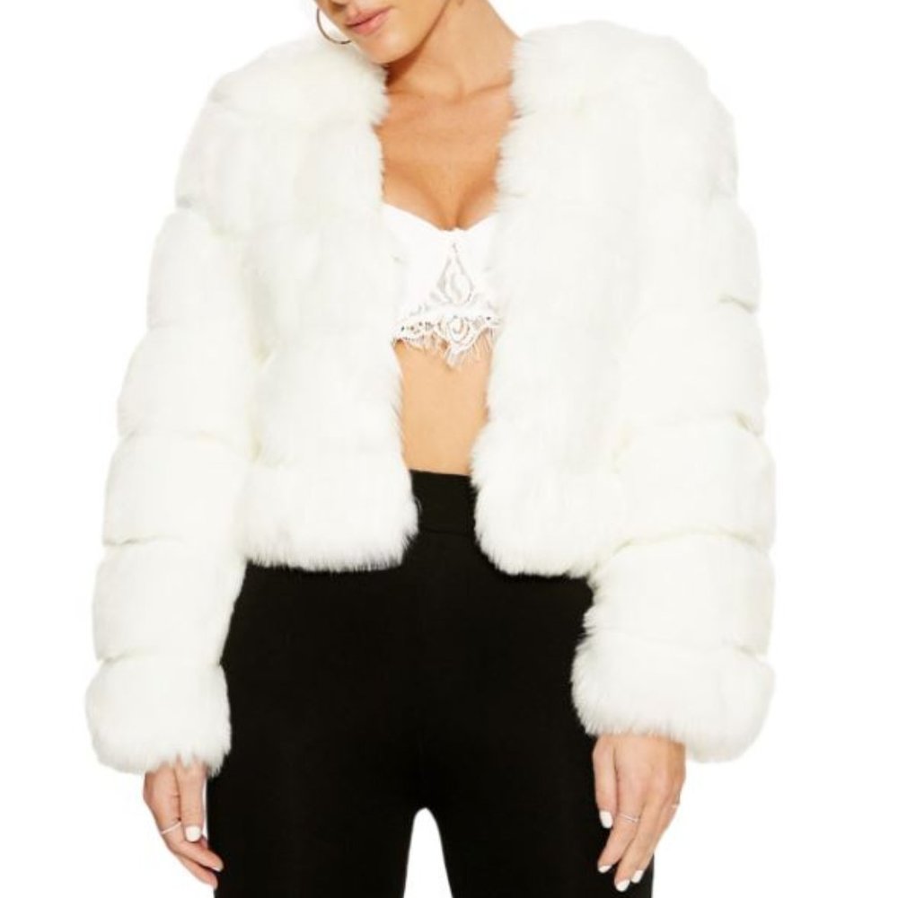 WANT U FUR-EVER CROPPED JACKET White Sz S